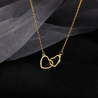 New 925 Sterling Silver Double Ring Heart Necklace Female Clavicle Chain Simple Temperament Necklace Wedding Jewelry Accessories